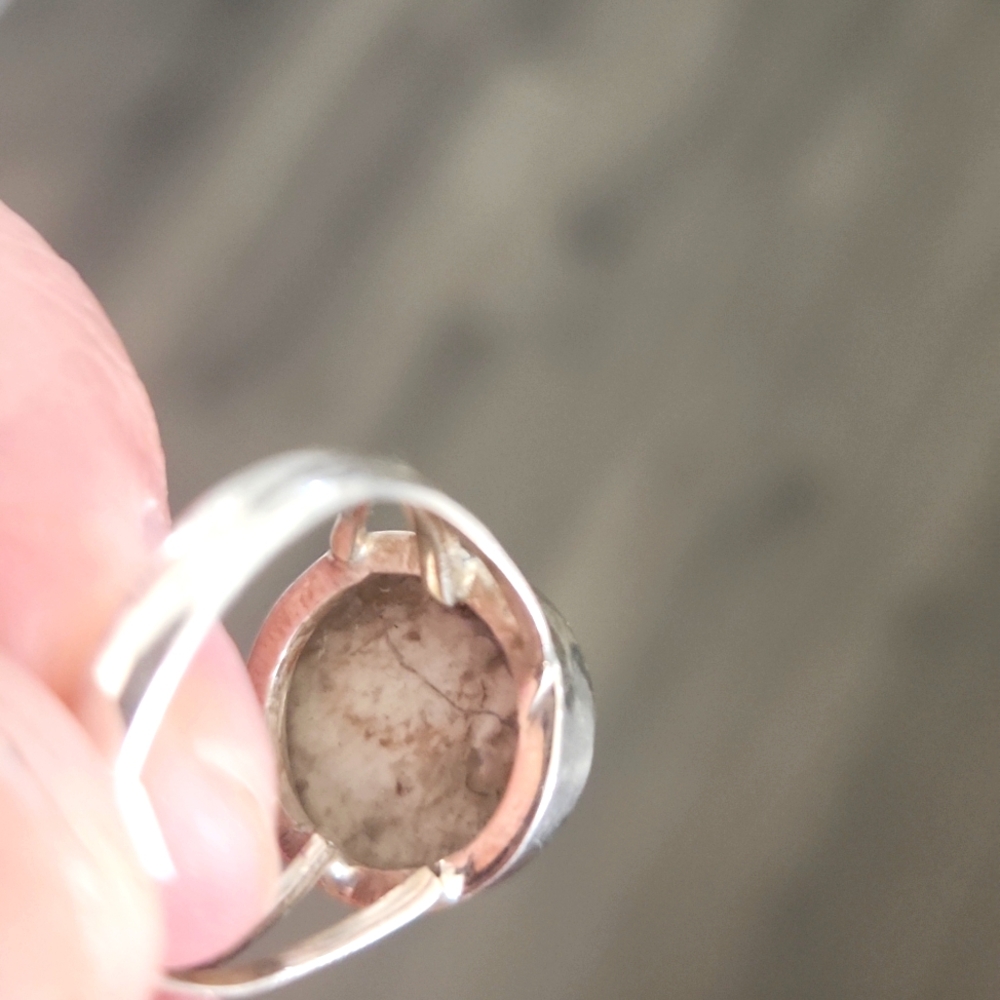 NEW Genuine Sterling Silver & White Buffalo Turquoise Ring - Picture 4 of 4